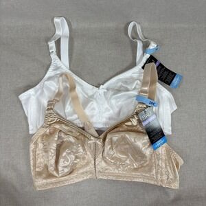 Bundle Of 2 Bali Bra Wirefree Classic Support Lingerie White & Nude Size 38C New